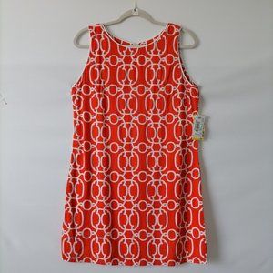 NWT Sierra & Coco Womens Orange & White Chain Sleeveless Mini Dress Size M